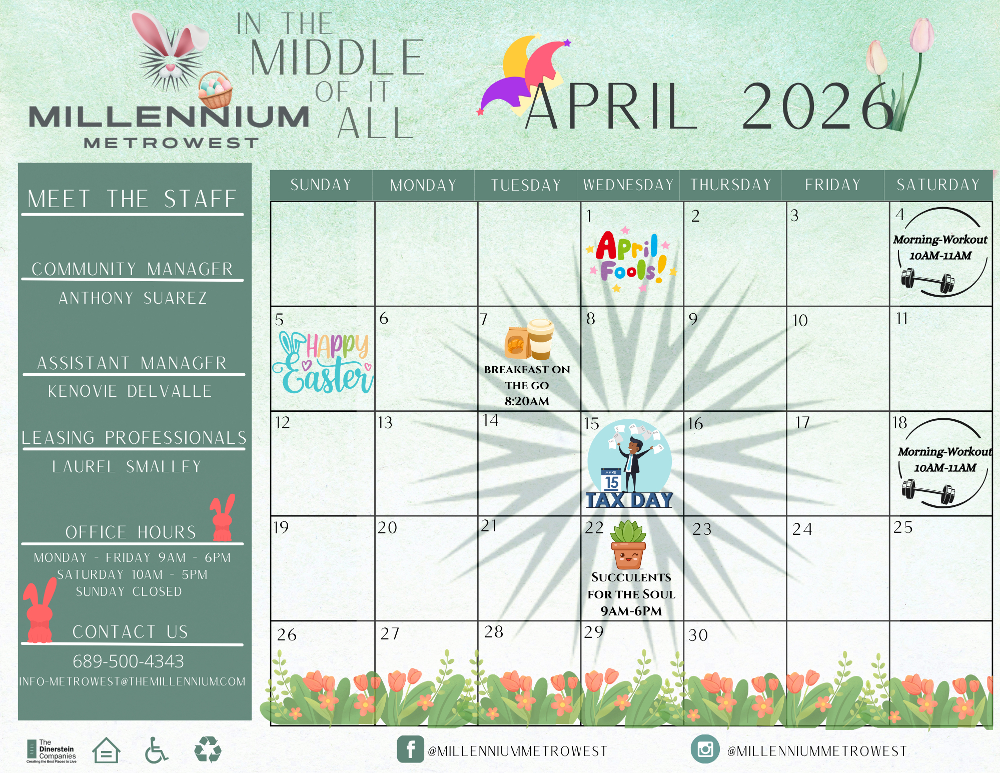 Millennium MetroWest |April Event Calendar