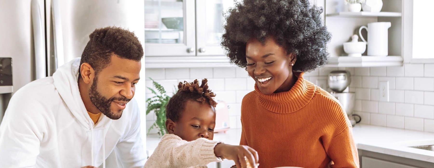 a family cooking together